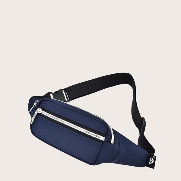 

Double Zipper Buckle Decor Fanny Pack, Blue