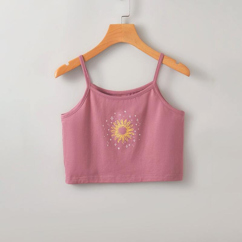 

Sun Graphic Crop Cami, Dusty pink