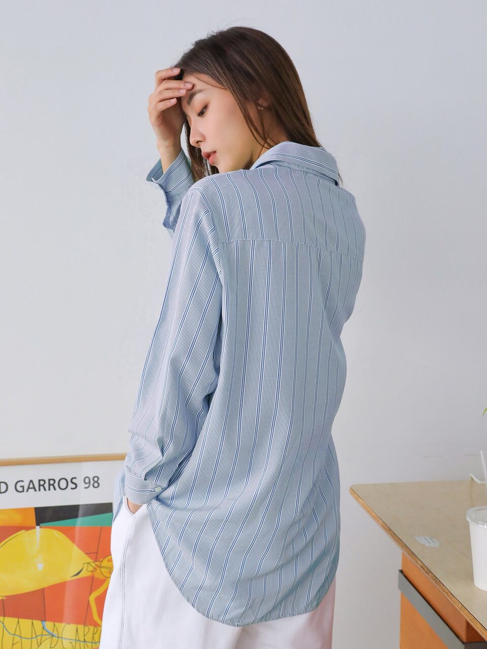 Striped Print Button Front Shirt