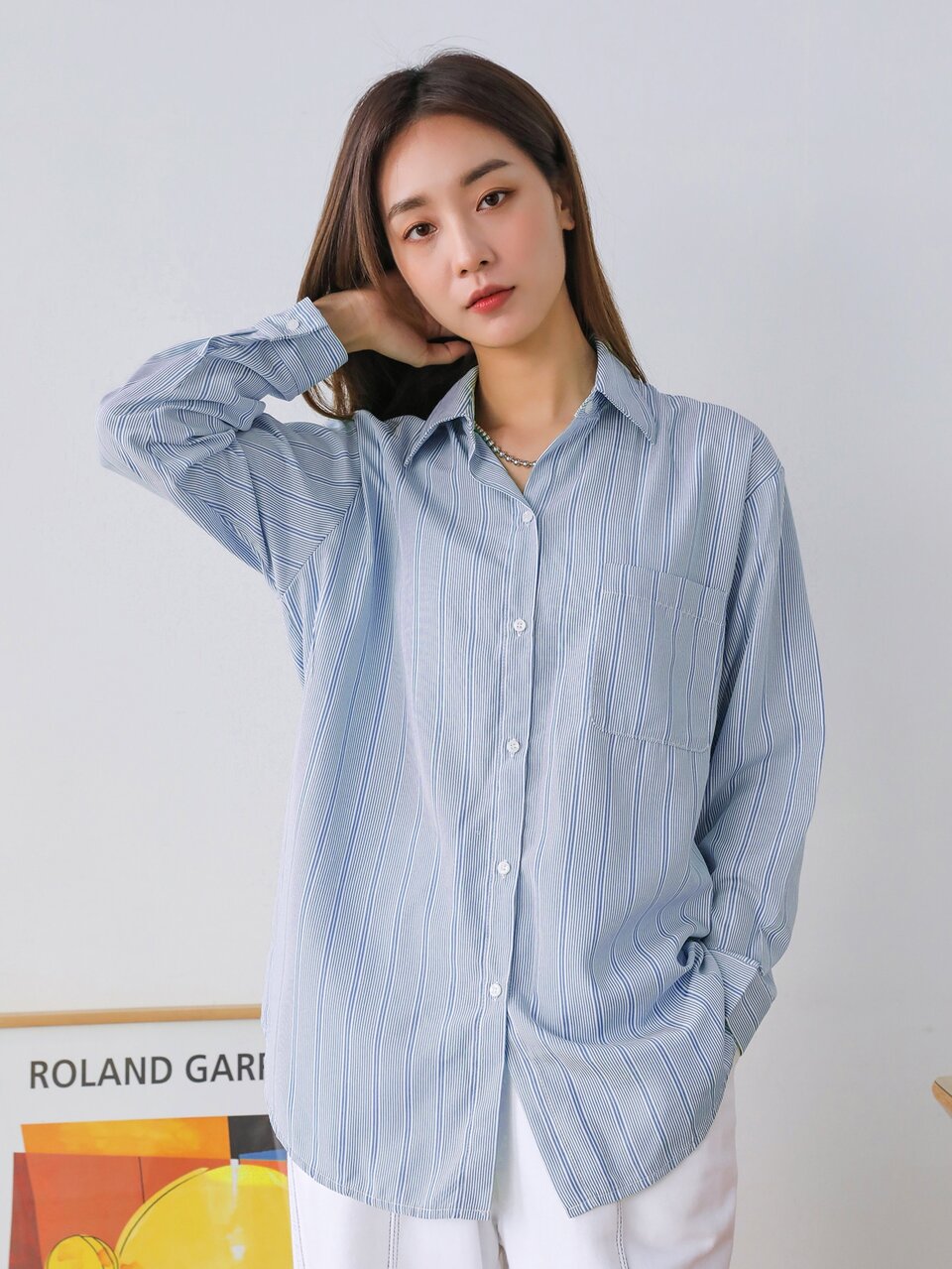 Striped Print Button Front Shirt