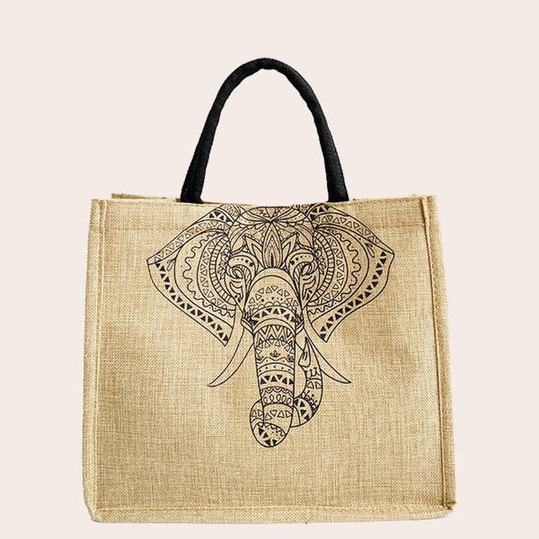 

Animal Graphic Tote Bag, Brown
