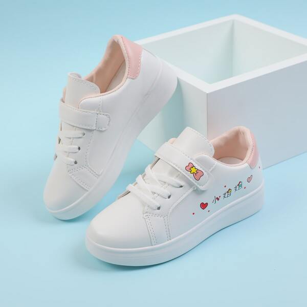 

Girls Chinese Letter Graphic Sneakers, White