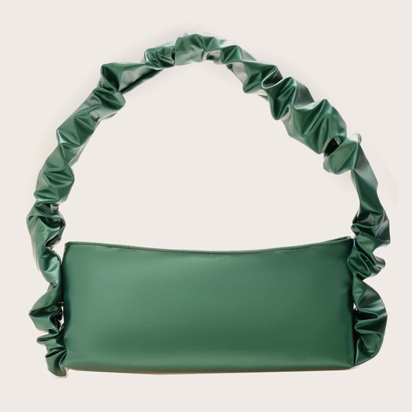 

Ruched Handle Baguette Bag, Green