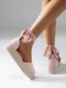 綁腿帆布鞋厚底鞋 - 淺粉色 - 查看 4