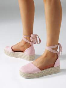 綁腿帆布鞋厚底鞋 - 淺粉色 - 查看 5