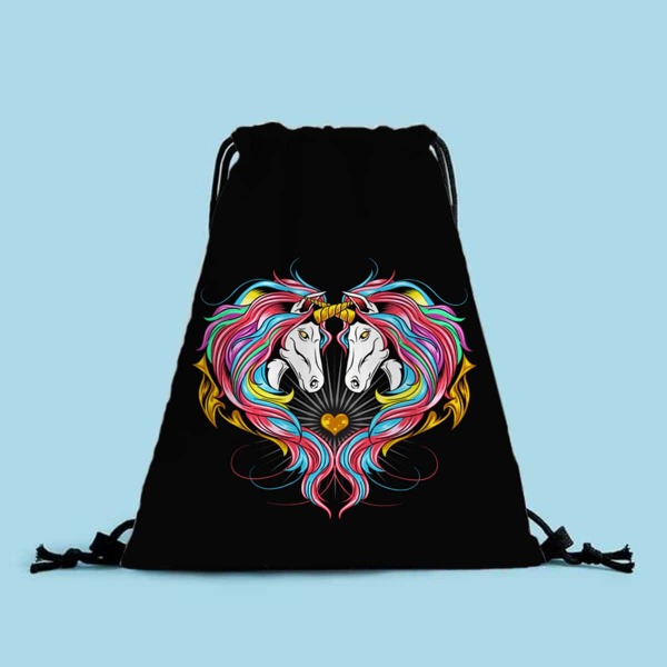 

Unicorn Graphic Drawstring Backpack, Black