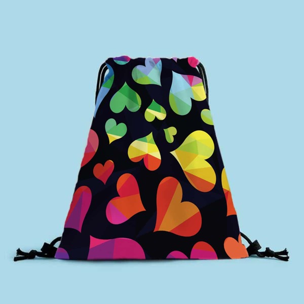 

Color Block Heart Graphic Drawstring Backpack, Multicolor