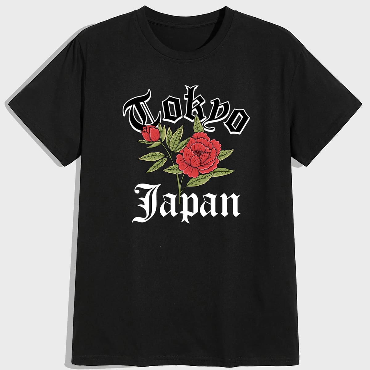 

Guys Letter Floral Graphic Tee, Black