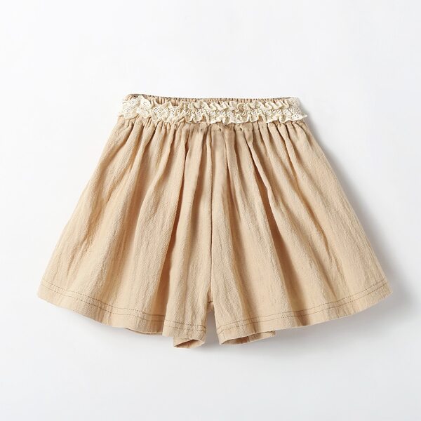 

Girls Frill Trim Shorts, Apricot