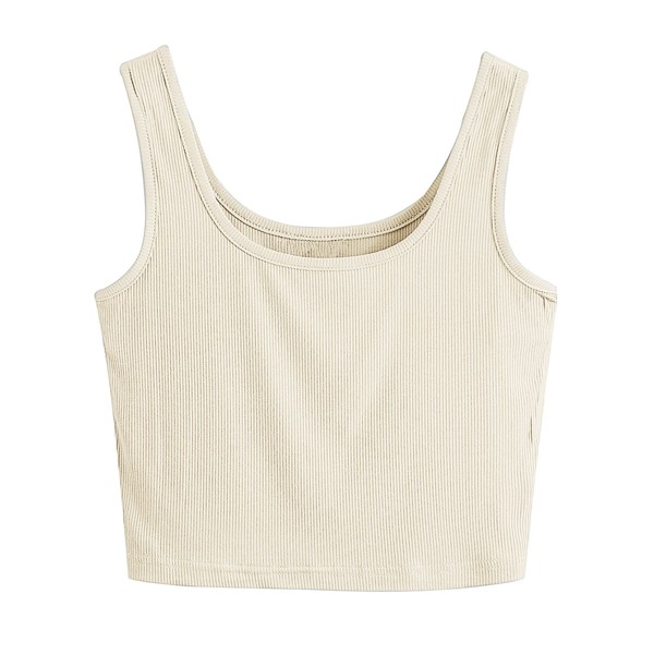 

Plus Solid Rib Knit Crop Tank Top, Apricot
