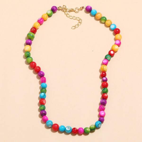

Round Beaded Necklace, Multicolor