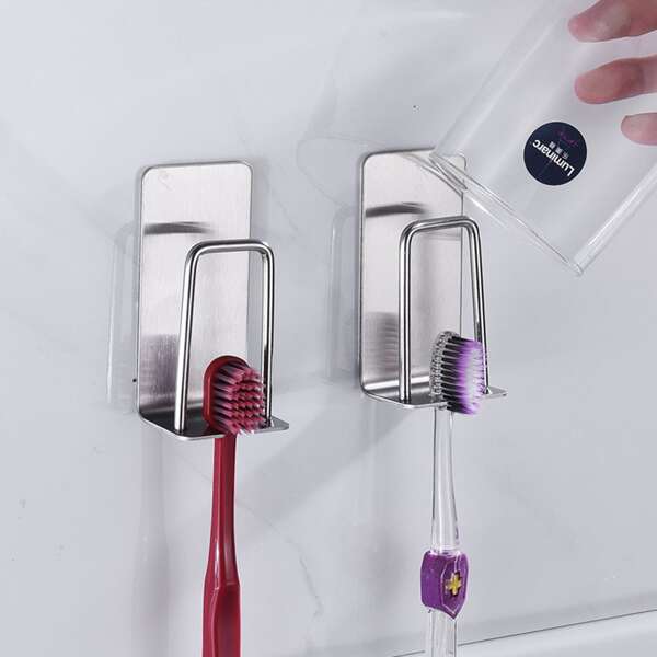 

1pc Stainless Steel Toothbrush Holder, Silver
