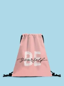 Balo dây rút in chữ | - Hồng - Xem 1