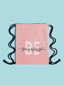 Balo dây rút in chữ | - Hồng - Xem 2