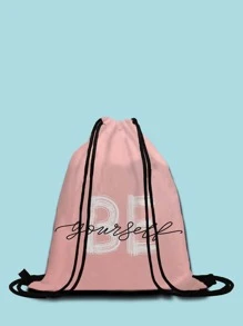 Balo dây rút in chữ | - Hồng - Xem 3
