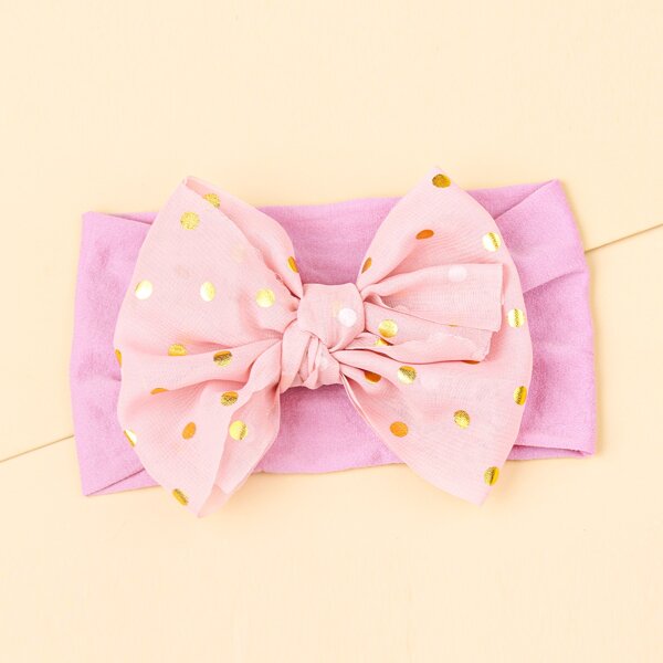 

Baby Polka Dot Bow Decor Hair Band, Purple