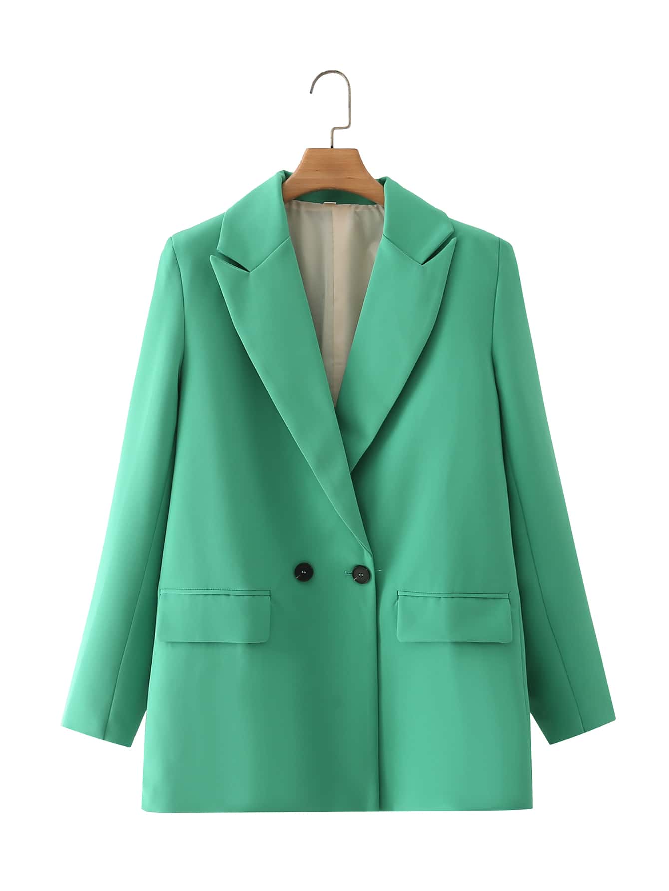 SHEIN Essnce Botão Simples elegante Blazer - Verde - Visão 1