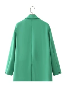 SHEIN Essnce Botão Simples elegante Blazer - Verde - Visão 2