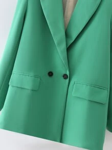 SHEIN Essnce Botão Simples elegante Blazer - Verde - Visão 4