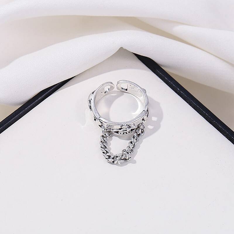 

Chain Decor Cuff Ring, Silver
