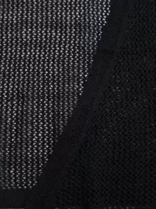 SHEIN Holidaya Tie Front Crop Sheer Cardigan - Black - View 5