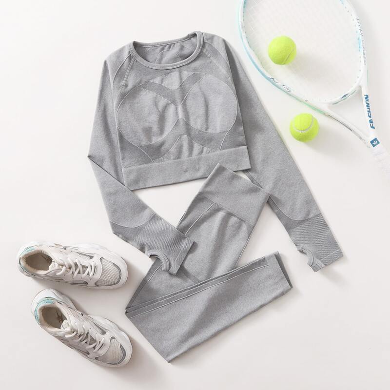 

Seamless Cut-out Thumb Hole Sports Set, Light grey