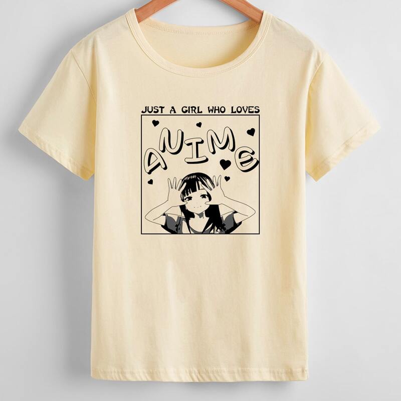 

Letter Cartoon Figure Graphic Tee, Beige