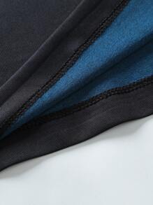 男士漸層印花運動短袖T恤，健身運動上衣 - 藏蓝色 - 查看 6