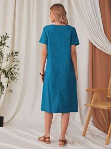 EMERY ROSE Vestido De Túnica De Doble Bolsillo - Azul - Ver 2