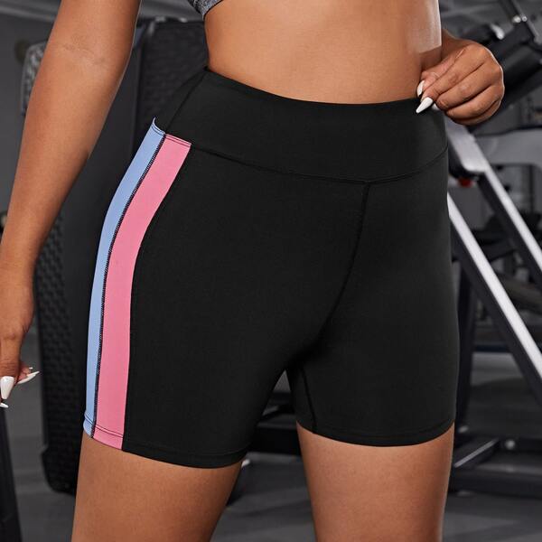 

Plus Color-block Sports Shorts, Black