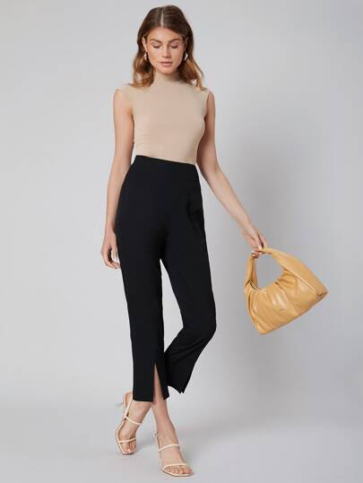 SHEIN Viscose Cropped Split Pants