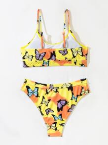 水洗染和蝴蝶印花比基尼套裝