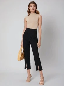 SHEIN Viscose Slim Mock Neck Knit Top - Apricot - View 7