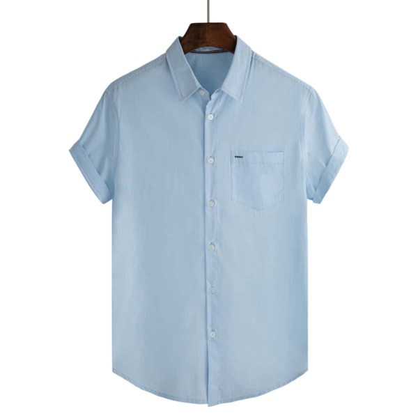 

Men Pocket Patched Shirt, Baby blue