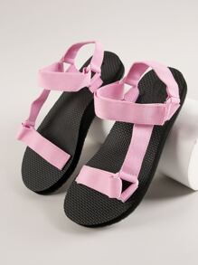 Buckled Ankle Strap Footbed Sandals - Pink - View 4