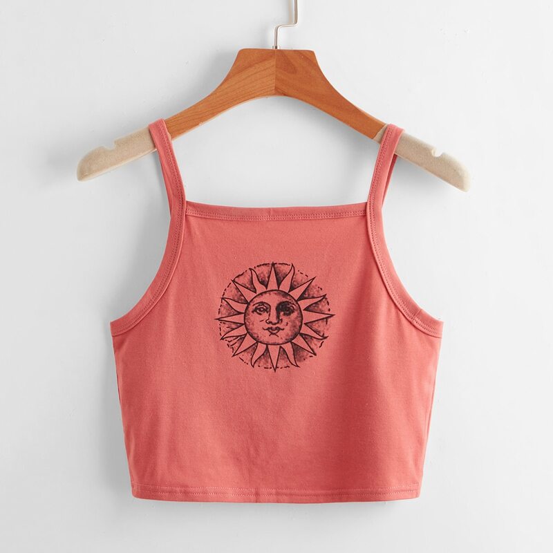 

Sun Graphic Crop Cami, Watermelon pink