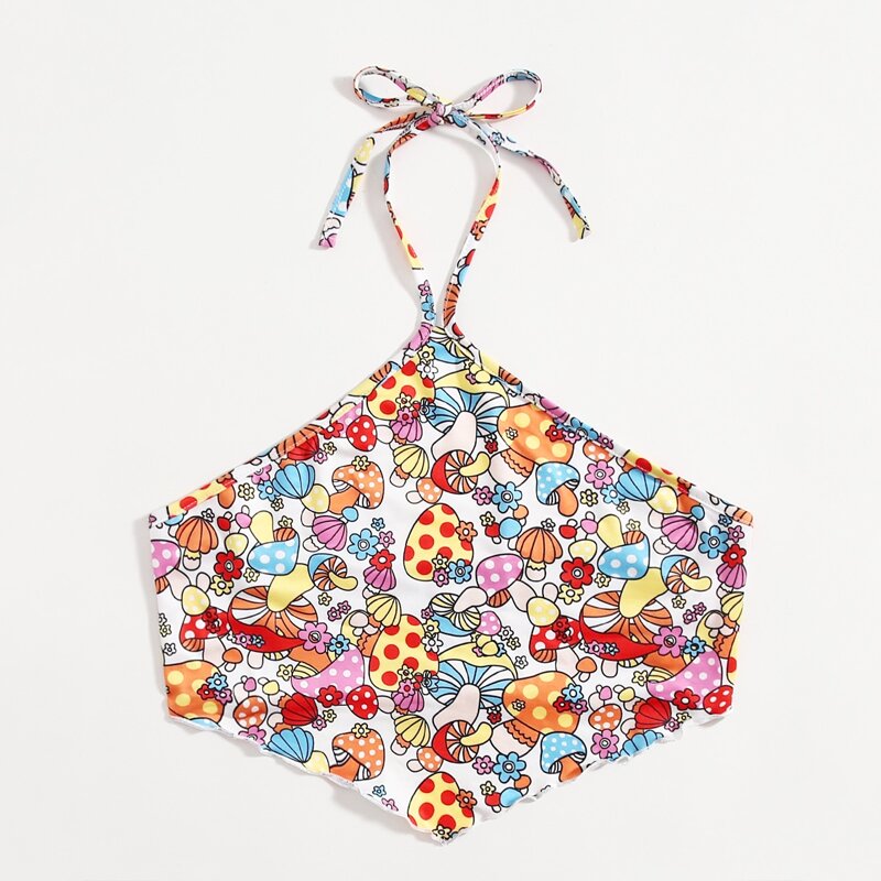 

Mushroom Graphic Halter Top, Multicolor