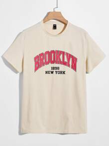 Manfinity RebelGame Men Letter Graphic Tee - Apricot - View 1