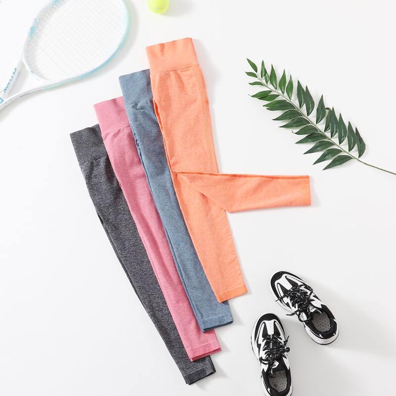 

4pcs Seamless High Stretch Wide Waistband Sports Leggings, Multicolor