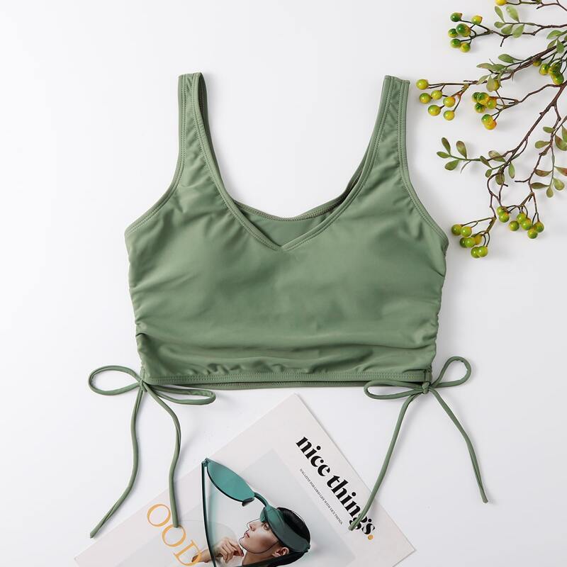 

Drawstring Side Bikini Top, Army green