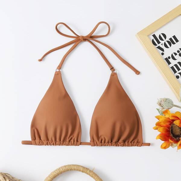 

Halter Triangle Bikini Top, Burnt orange