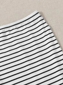 SHEIN Essnce Plus Striped Pencil Skirt - White - View 5