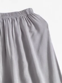 Pantalones zanahoria de cintura elástica unicolor - Gris - Ver 3
