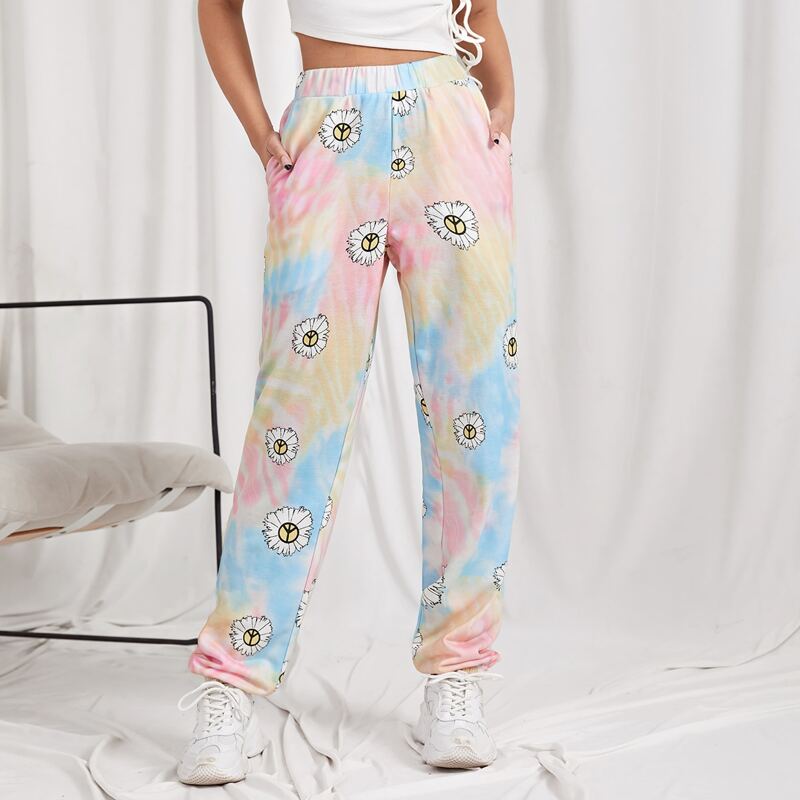 

Daisy Floral Tie Dye Joggers, Multicolor