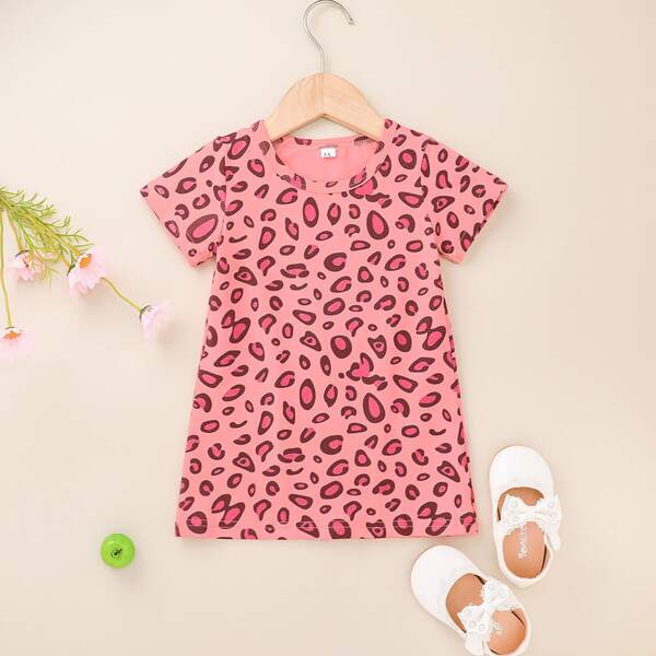 

Baby Girl Allover Print Dress, Pink