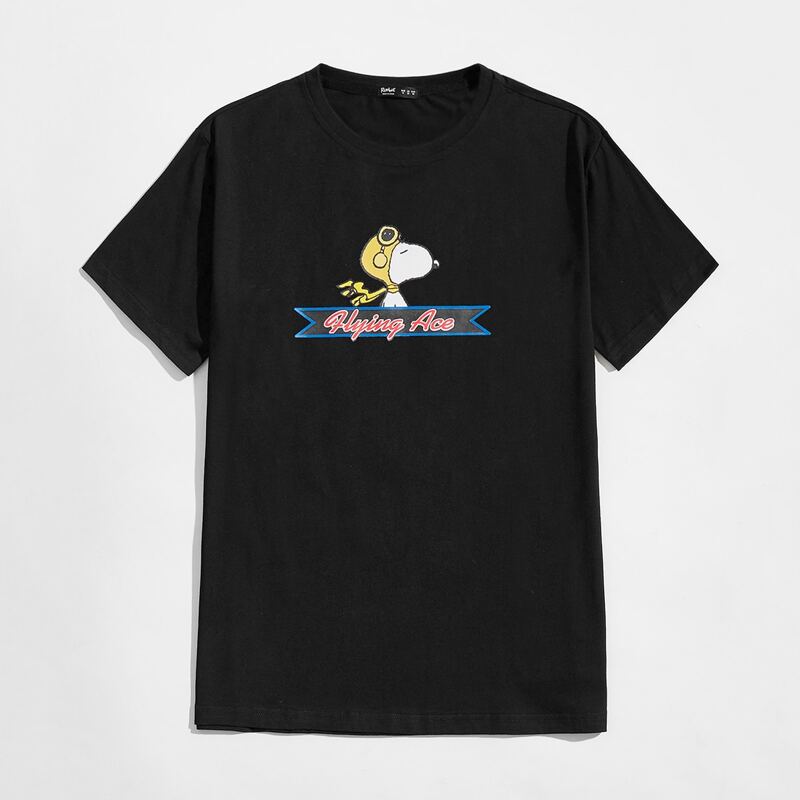 

Guys Letter Cartoon Graphic Tee, Black