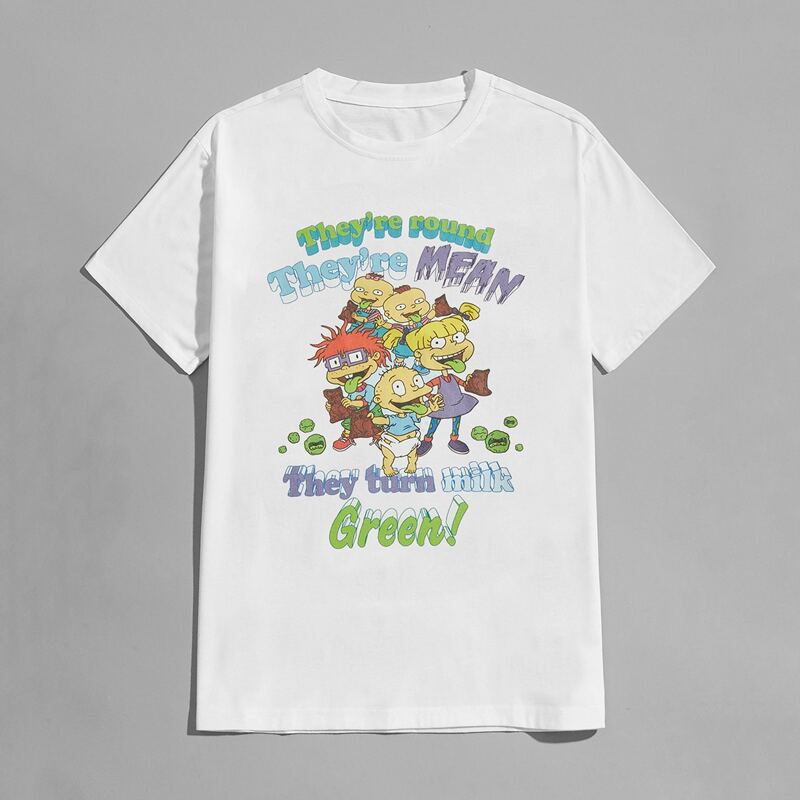 

Guys Letter Cartoon Graphic Tee, White