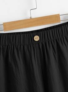 Mulvari Women's Black Solid Color Casual Wide Leg Pants