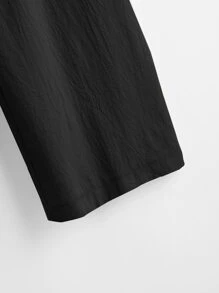 Mulvari Women's Black Solid Color Casual Wide Leg Pants