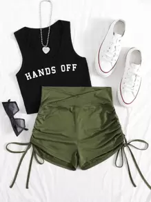 SHEIN Unity Ruched Drawstring Knot Shorts